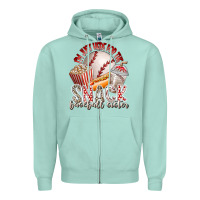 Seafoam i am just here for the snack baseball sister Zipper Hoodie - RacoonDesign