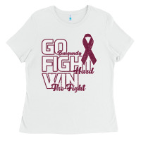 White Go Burgundy Fifht Hard Win The Fight Ladies Tee - Bettercallsaul