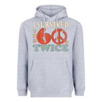 Heather Grey I Survived The Sixties 60s Twice Heavyweight Hoodie - FloraArt