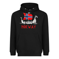 Black boat norwegian flag norway viking ship norway Heavyweight Hoodie - FloraArt