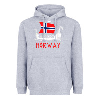 Heather Grey boat norwegian flag norway viking ship norway Heavyweight Hoodie - FloraArt