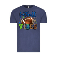 Vintage Denim Football vibes green and blue Vintage Tee - HowdyJamesFarm
