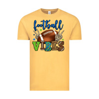 Vintage Mustard Football vibes green and blue Vintage Tee - HowdyJamesFarm