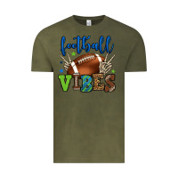 Vintage Olive Football vibes green and blue Vintage Tee - HowdyJamesFarm