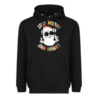 Black funny groovy stay merry and bright christmas santa claus t shirt Heavyweight Hoodie - ArtMosaic