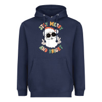Funny Groovy Stay Merry And Bright Christmas Santa Claus T Shirt Heavyweight Hoodie | Teevron