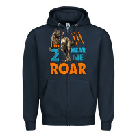 Navy i'm two hear me roar dinosaur birthday Zipper Hoodie - LillyAllenDesigns