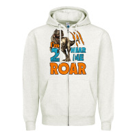 Oatmeal Heather i'm two hear me roar dinosaur birthday Zipper Hoodie - LillyAllenDesigns