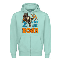 Seafoam i'm two hear me roar dinosaur birthday Zipper Hoodie - LillyAllenDesigns