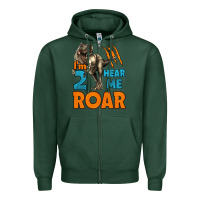 Sports Green i'm two hear me roar dinosaur birthday Zipper Hoodie - LillyAllenDesigns