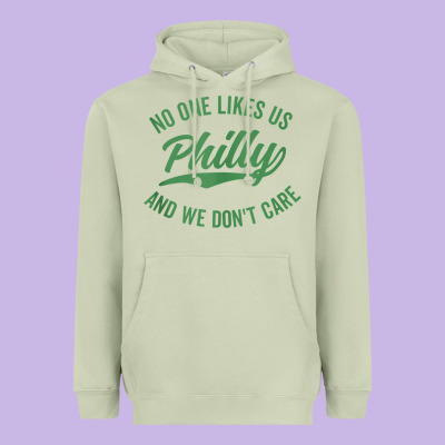 Philly No One Likes Us And We Don't Care Green Text Tank Top Heavyweight Hoodie Designed By Artmosaic