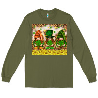 Army Green St. Patrick's Day gnomies with leopard tumbler Long Sleeve Tee - HowdyJamesFarm