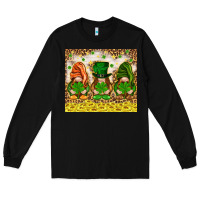 Black St. Patrick's Day gnomies with leopard tumbler Long Sleeve Tee - HowdyJamesFarm