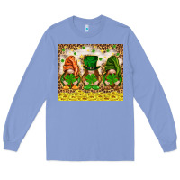 Colony Blue St. Patrick's Day gnomies with leopard tumbler Long Sleeve Tee - HowdyJamesFarm