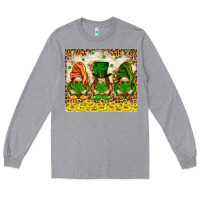 Heather Grey St. Patrick's Day gnomies with leopard tumbler Long Sleeve Tee - HowdyJamesFarm