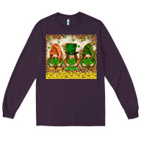 Plum St. Patrick's Day gnomies with leopard tumbler Long Sleeve Tee - HowdyJamesFarm