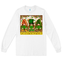 White St. Patrick's Day gnomies with leopard tumbler Long Sleeve Tee - HowdyJamesFarm