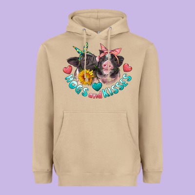 Hogs And Kisses Pigs Heavyweight Hoodie Designed By Artiststas
