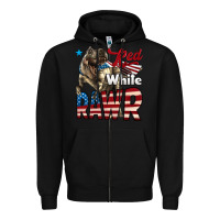 Black Red White Rawr Dinosaur T-Rex Zipper Hoodie - LillyAllenDesigns