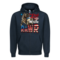 Navy Red White Rawr Dinosaur T-Rex Zipper Hoodie - LillyAllenDesigns
