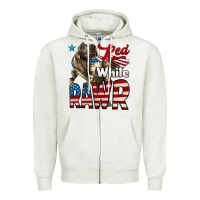 Oatmeal Heather Red White Rawr Dinosaur T-Rex Zipper Hoodie - LillyAllenDesigns