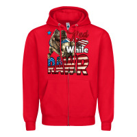 Red Red White Rawr Dinosaur T-Rex Zipper Hoodie - LillyAllenDesigns