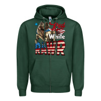 Sports Green Red White Rawr Dinosaur T-Rex Zipper Hoodie - LillyAllenDesigns
