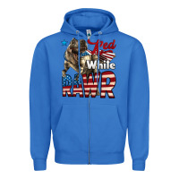 True Royal Red White Rawr Dinosaur T-Rex Zipper Hoodie - LillyAllenDesigns