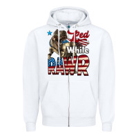 White Red White Rawr Dinosaur T-Rex Zipper Hoodie - LillyAllenDesigns