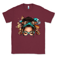 Burgundy american football messy bun Classic Tee - texasbilliewilder