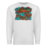 Oatmeal Heather western serape leopard bull skull turquoise  background Premium Sweatshirt - Artiststas