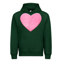 Forest Green Valentines Pink Heart Urban Hoodie - FloraArt