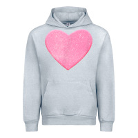 Heather Grey Valentines Pink Heart Urban Hoodie - FloraArt