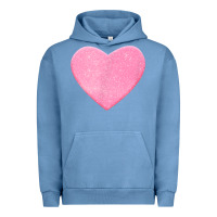 Pigment Pebble Blue Valentines Pink Heart Urban Hoodie - FloraArt
