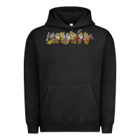 Pigment Black Snow White And The Seven Dwarfs Marching In Line Urban Hoodie - FloraArt