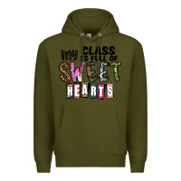 Army Green my class ısfull of sweet hearts Premium Hoodie - CowhideDigitalArt