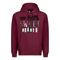 Burgundy my class ısfull of sweet hearts Premium Hoodie - CowhideDigitalArt