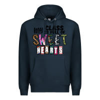 Navy my class ısfull of sweet hearts Premium Hoodie - CowhideDigitalArt