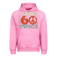 Fuchsia Pink I Survived The Sixties 60s Twice Urban Hoodie - FloraArt