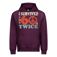 Mauve Wine I Survived The Sixties 60s Twice Urban Hoodie - FloraArt