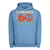 Pigment Pebble Blue I Survived The Sixties 60s Twice Urban Hoodie - FloraArt