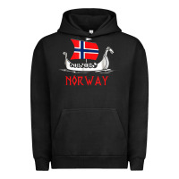 Pigment Black boat norwegian flag norway viking ship norway Urban Hoodie - FloraArt