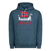 Pigment Midnight Navy boat norwegian flag norway viking ship norway Urban Hoodie - FloraArt