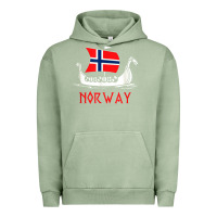 Pigment Oil Green boat norwegian flag norway viking ship norway Urban Hoodie - FloraArt