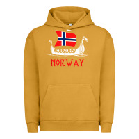 Pigment Peanut Butter boat norwegian flag norway viking ship norway Urban Hoodie - FloraArt