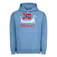 Pigment Pebble Blue boat norwegian flag norway viking ship norway Urban Hoodie - FloraArt