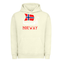 Pigment Pistachio boat norwegian flag norway viking ship norway Urban Hoodie - FloraArt
