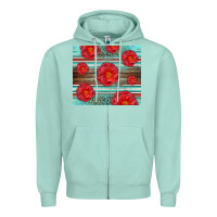 Seafoam Western Roses Zipper Hoodie - LillyAllenDesigns