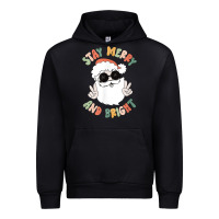 Black funny groovy stay merry and bright christmas santa claus t shirt Urban Hoodie - ArtMosaic