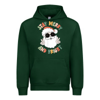 Forest Green funny groovy stay merry and bright christmas santa claus t shirt Urban Hoodie - ArtMosaic